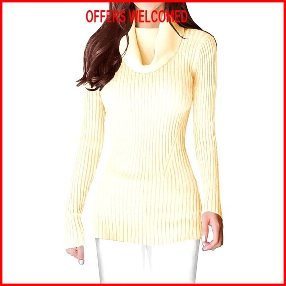 Sweaters - Stretchable Cowl Neck Knit Long Sleeve Slim Fit Bodycon Sweater